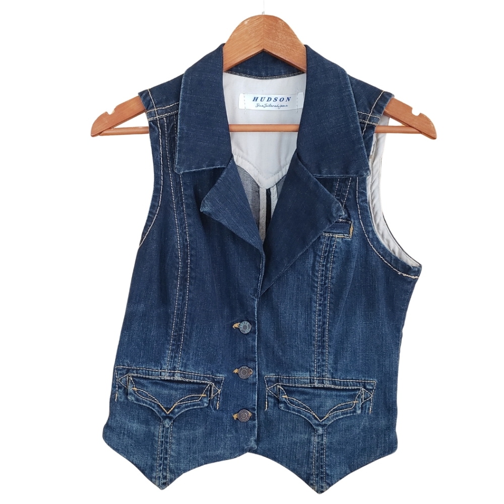 Hudson Denim collared distressed vest L